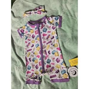 Dream big little lego shorter romper with bow NWT